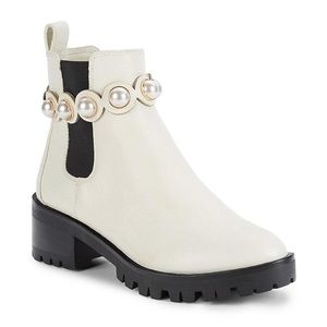 NWT Karl Lagerfeld Paris Portia Embellished Leather Chelsea Boots